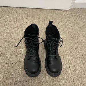 Black combat boots